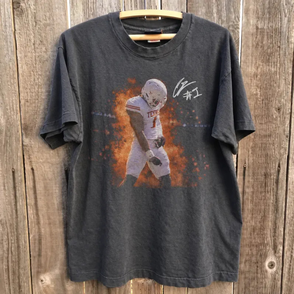 Comfort Colors Colin Simmons Texas Longhorns Football Player Signature T-Shirt